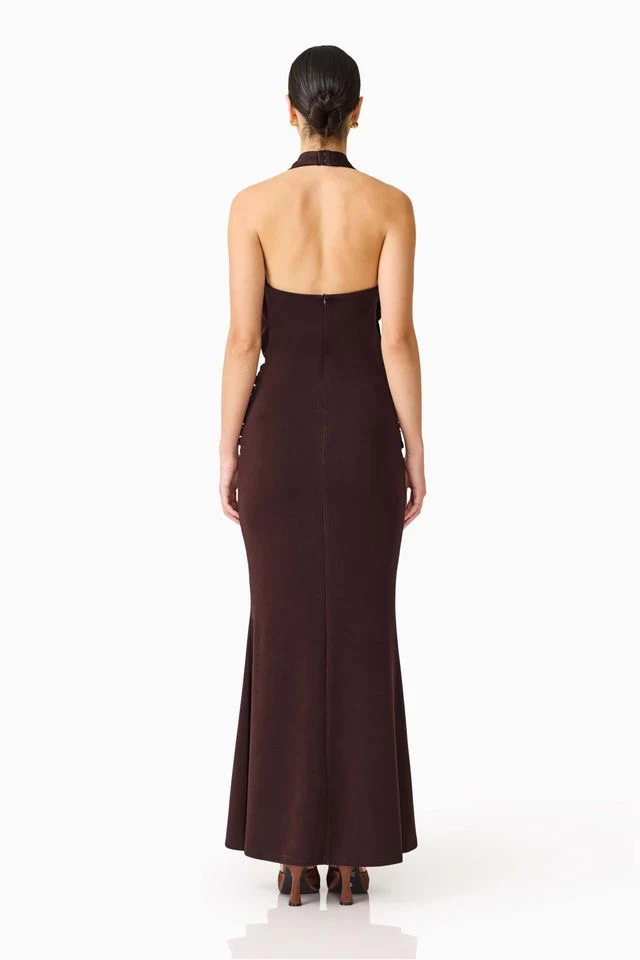 Elliatt Simone Cowl Neck Gown - Chocolate Brown - Image 4