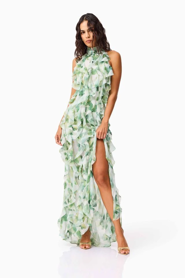 Elliatt Solene Gown - Green Floral - Image 2