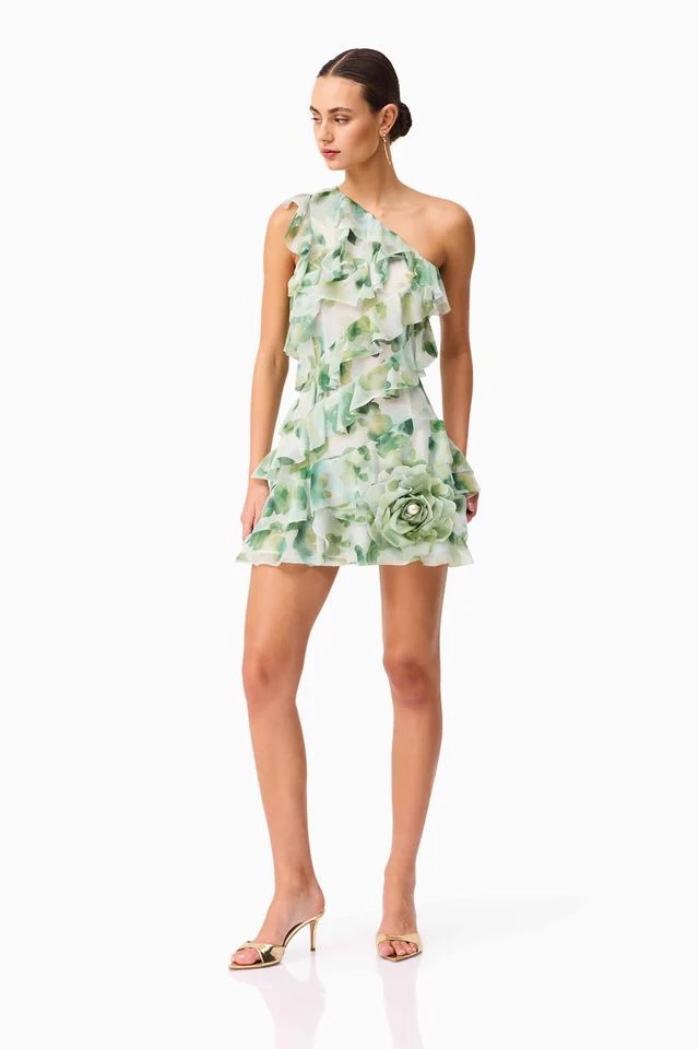Elliatt Solene Mini Dress - Green Floral - Image 2