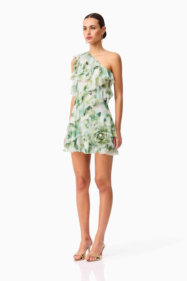Elliatt Solene Mini Dress - Green Floral - Image 3