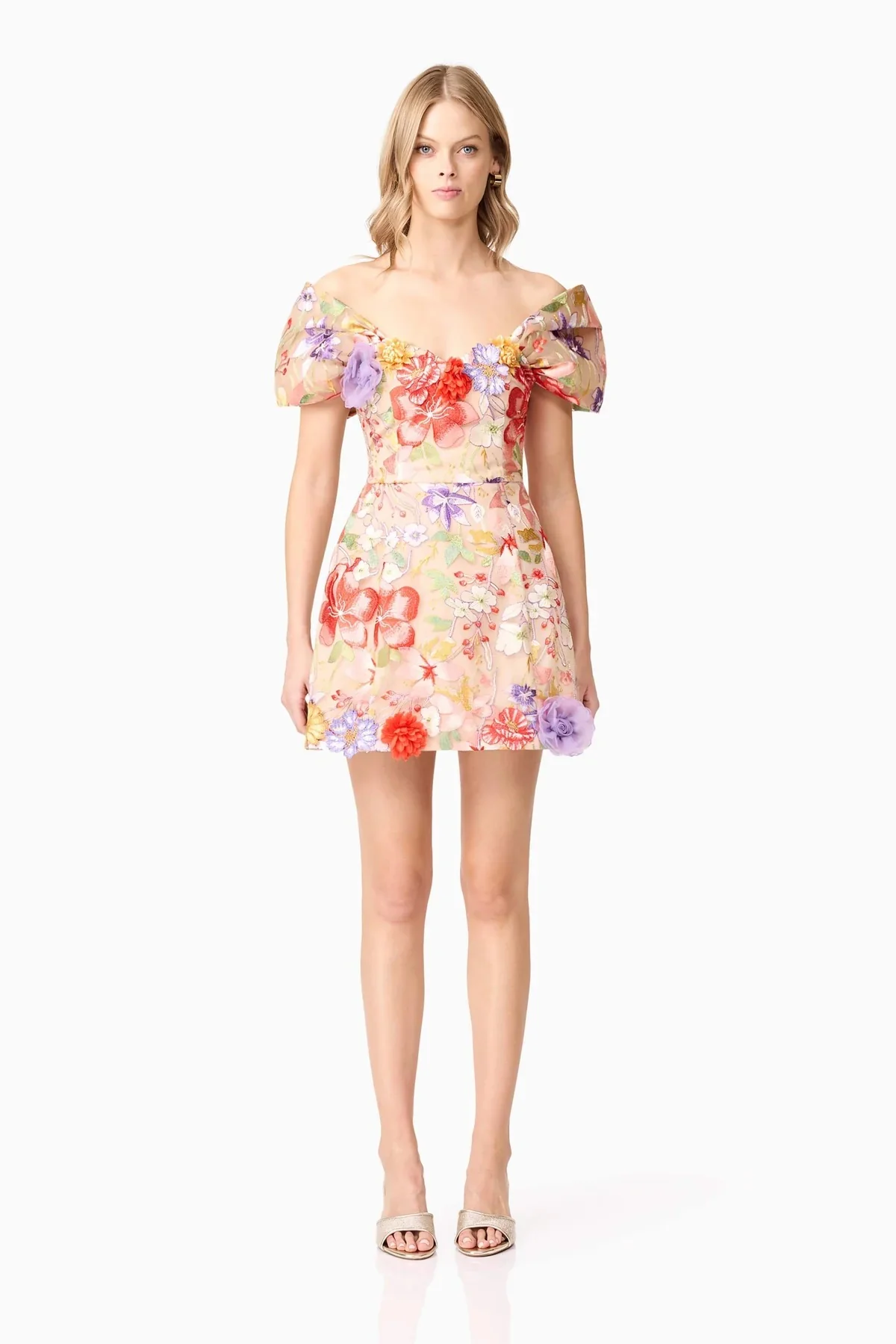 Elliatt Sophie Puff Sleeves Mini Dress - Multi