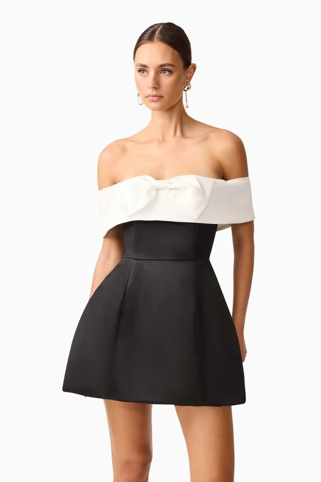 Elliatt Sorrel Off Shoulder Mini Dress - Black White - Image 4