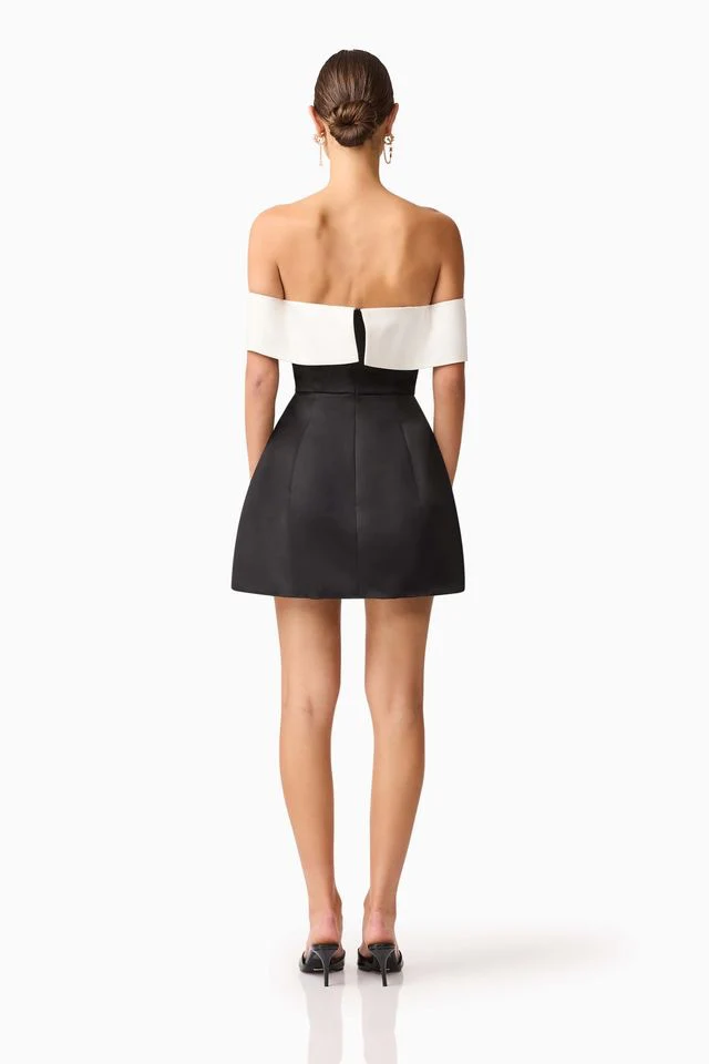 Elliatt Sorrel Off Shoulder Mini Dress - Black White - Image 6