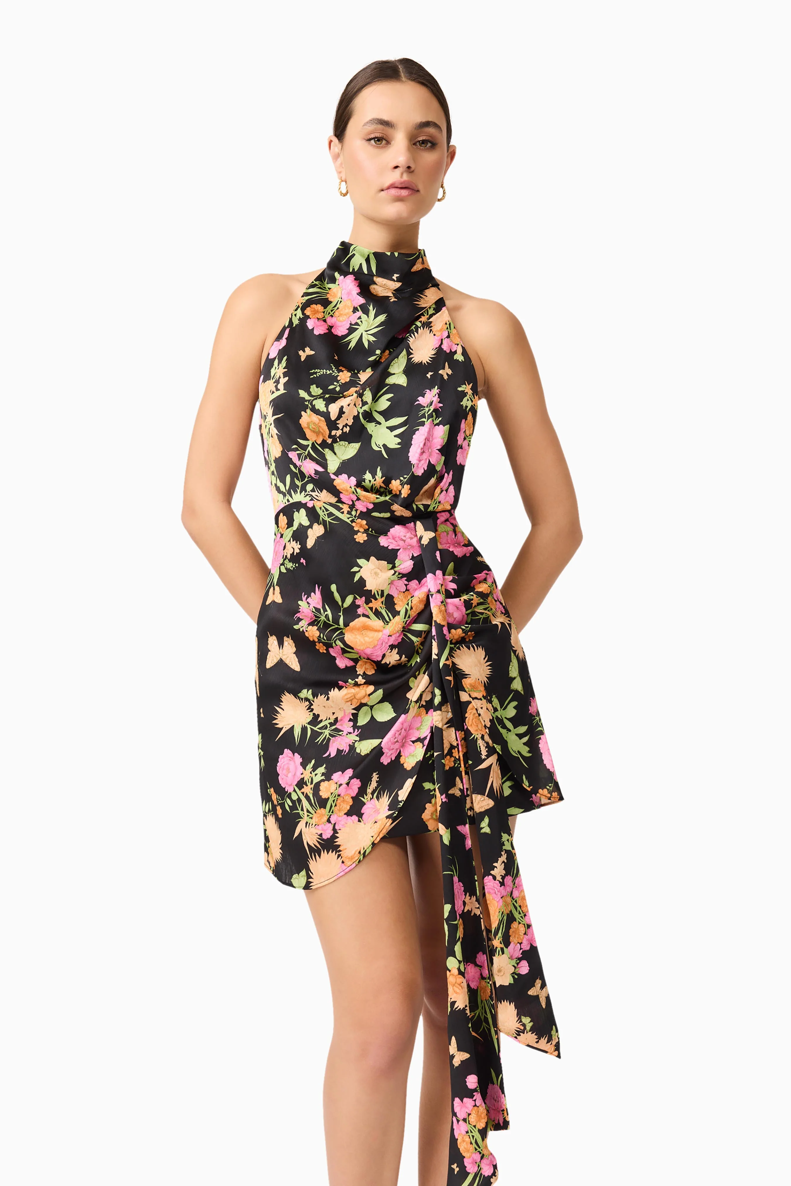 Elliatt Tessa Halter Mini Dress - Black Multi - Image 2