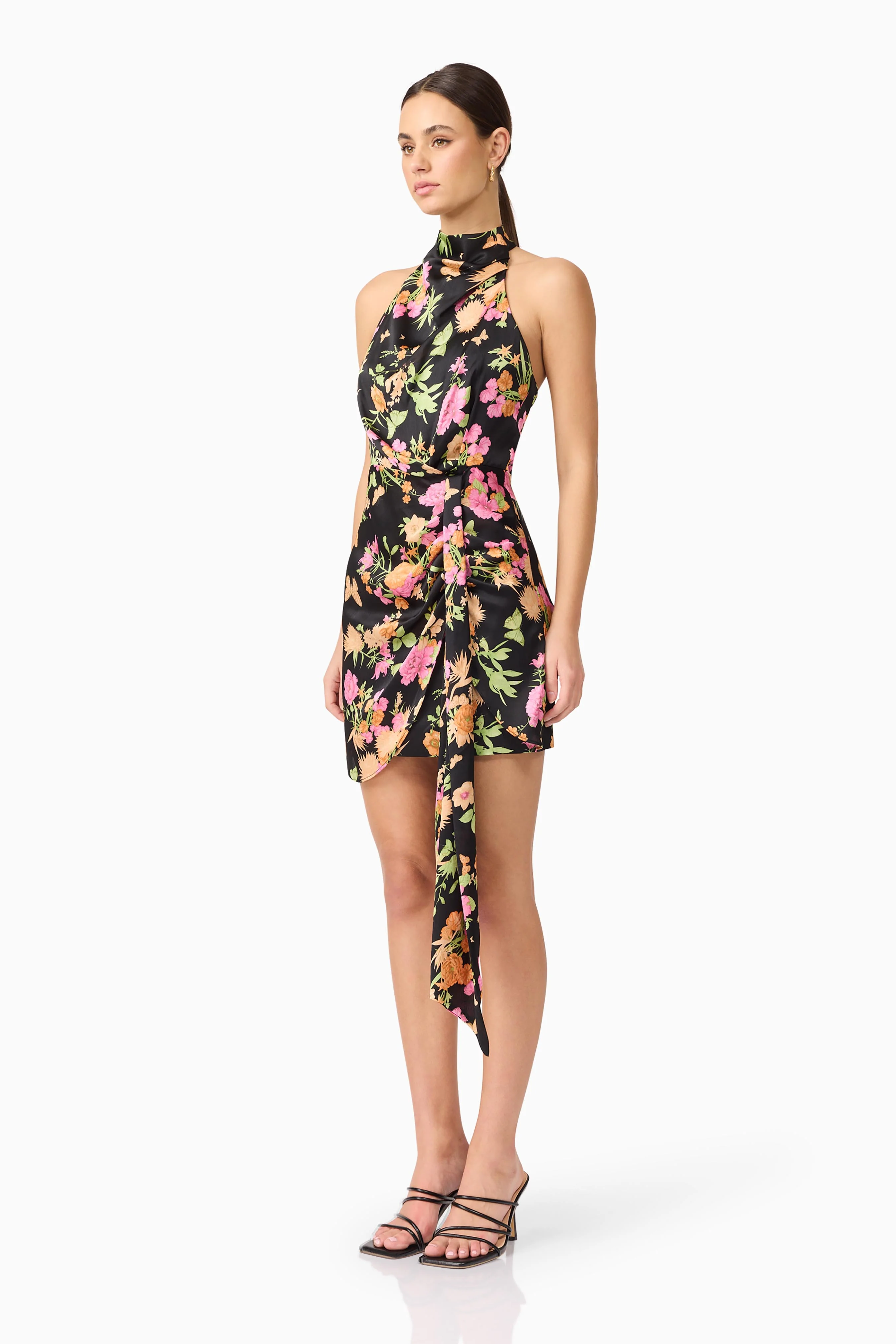 Elliatt Tessa Halter Mini Dress - Black Multi - Image 3