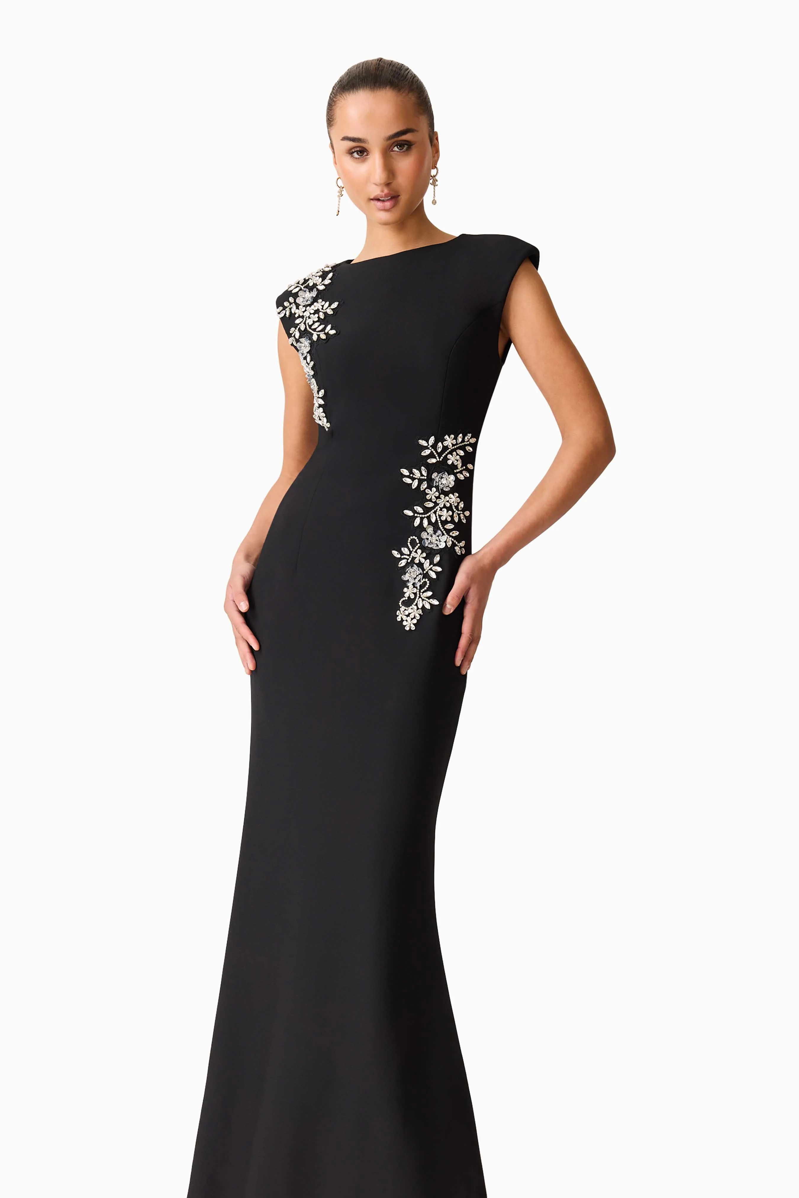 Elliatt Veda Boatneck Sequin Gown - Black - Image 2
