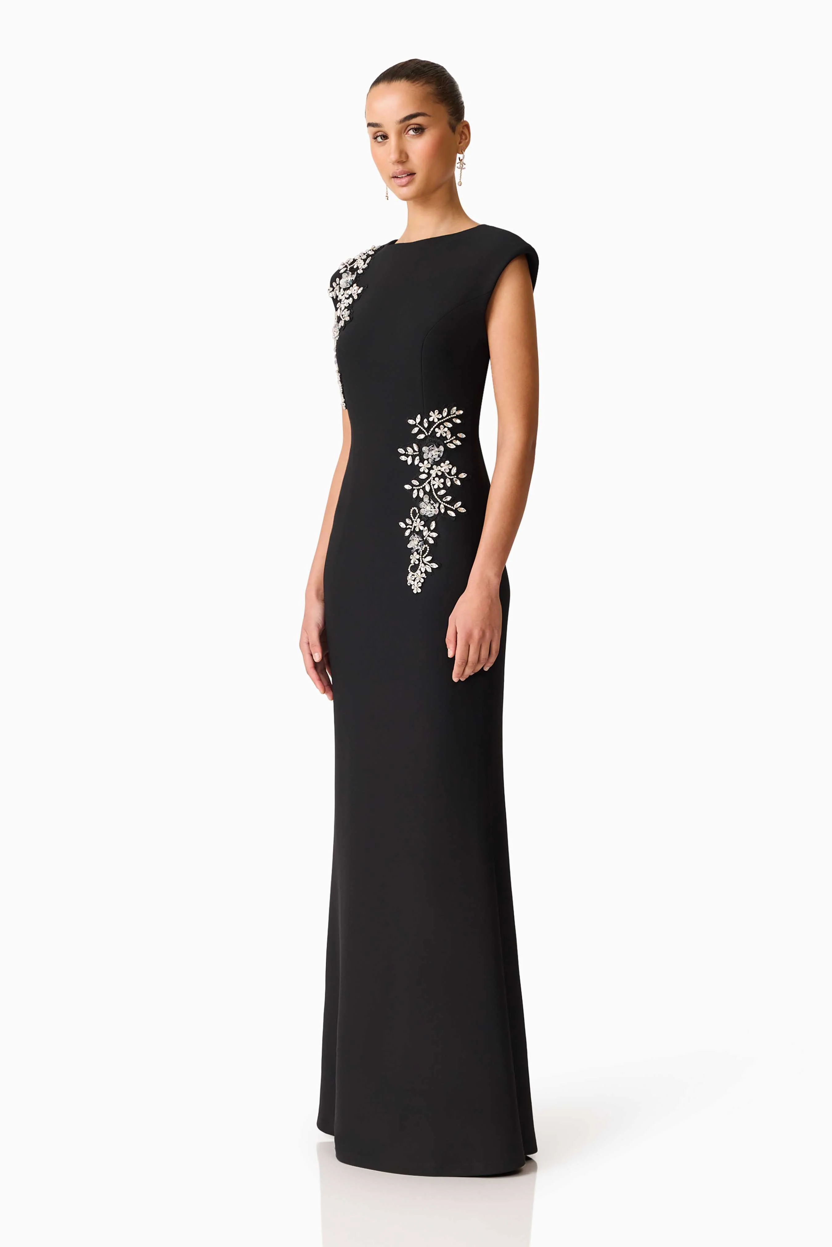 Elliatt Veda Boatneck Sequin Gown - Black - Image 3