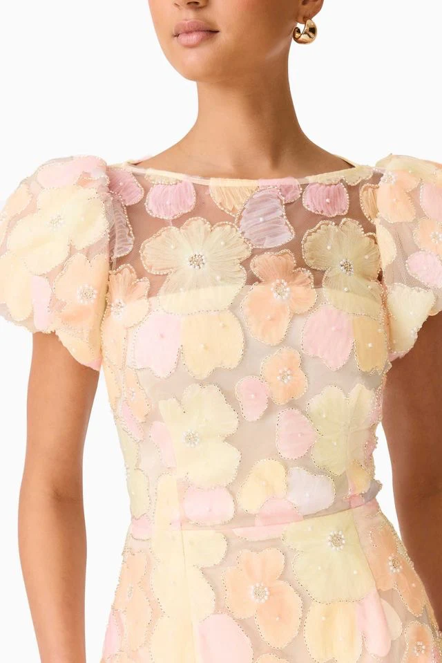 Elliatt Zaria Puff Sleeve Mini Dress - Yellow Floral - Image 6