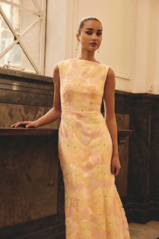 Elliatt Zaria Sleeveless Gown - Yellow Floral - Image 2