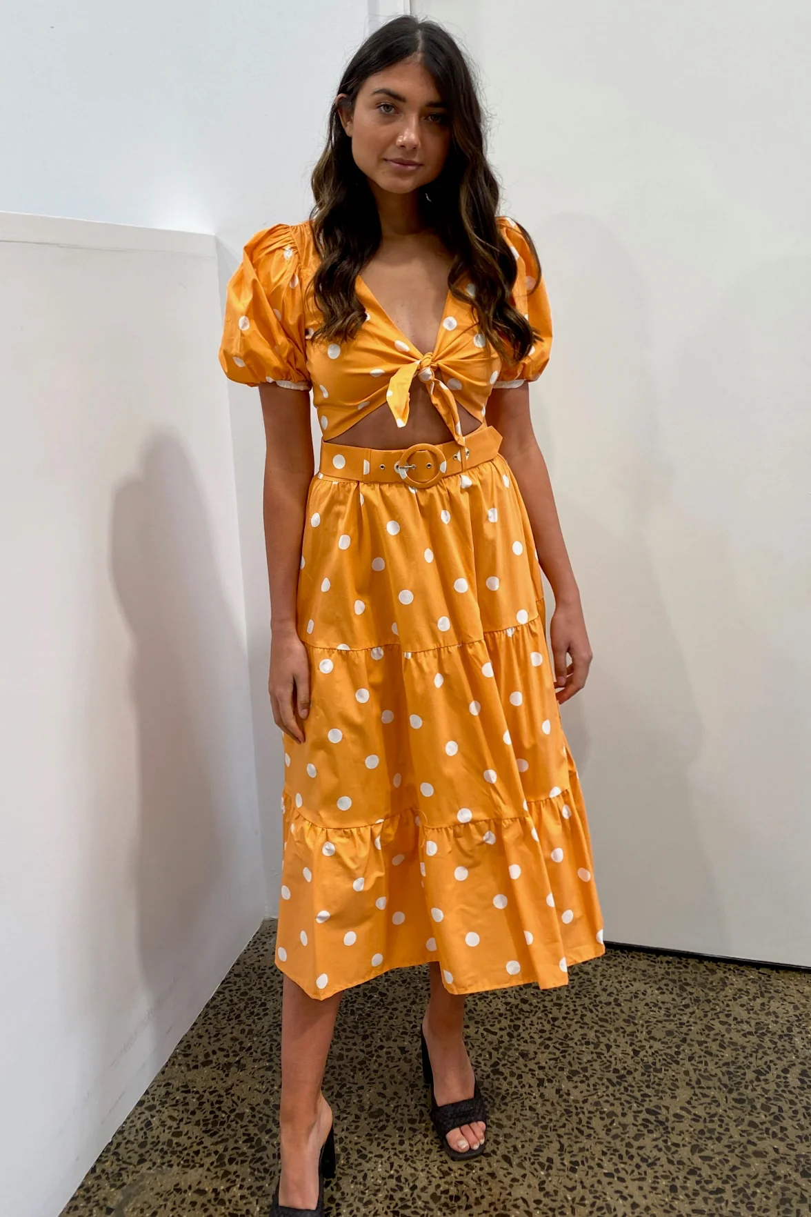 For Love & Lemons Auburn Dot Crop Top - Tangerine - Image 4
