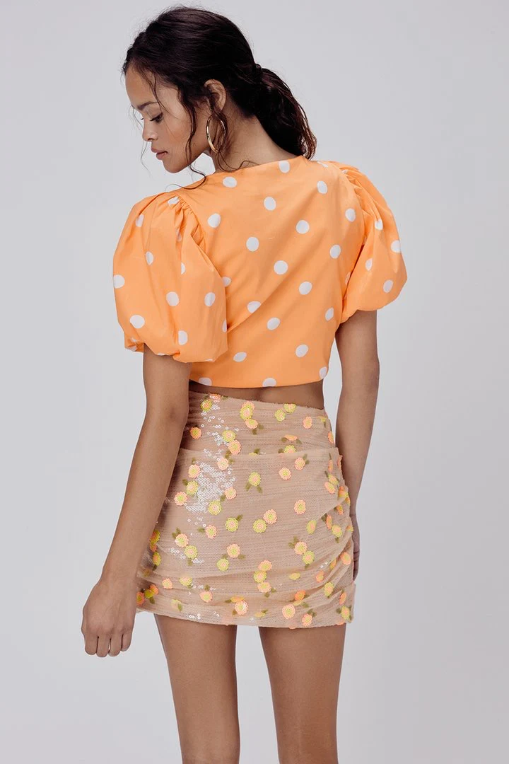 For Love & Lemons Auburn Dot Crop Top - Tangerine - Image 9