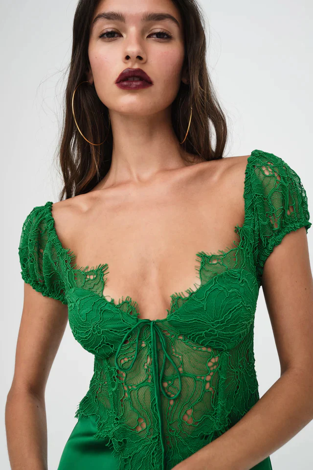 For Love & Lemons Casey Maxi Dress - Green - Image 3