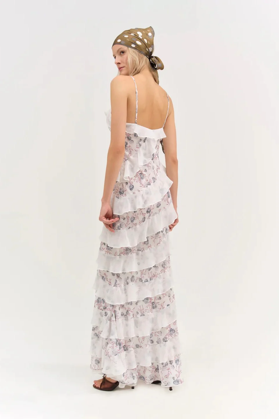 For Love & Lemons Debby Ruffled Maxi Dress - White - Image 3