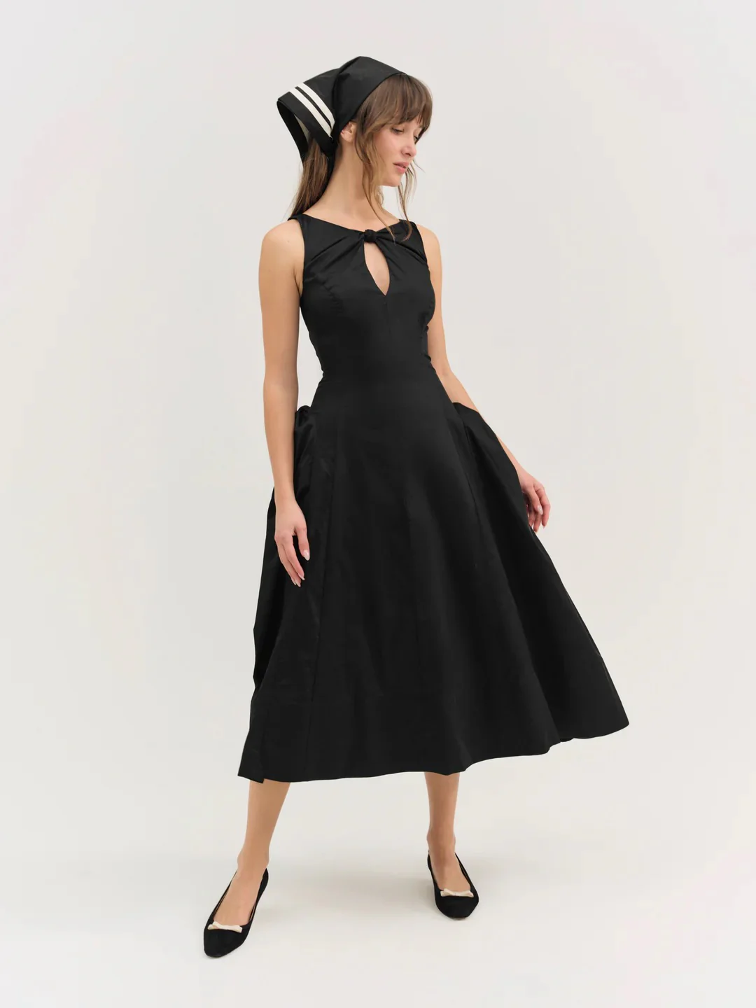 For Love & Lemons Evanie Structured Midi Dress - Black - Image 2