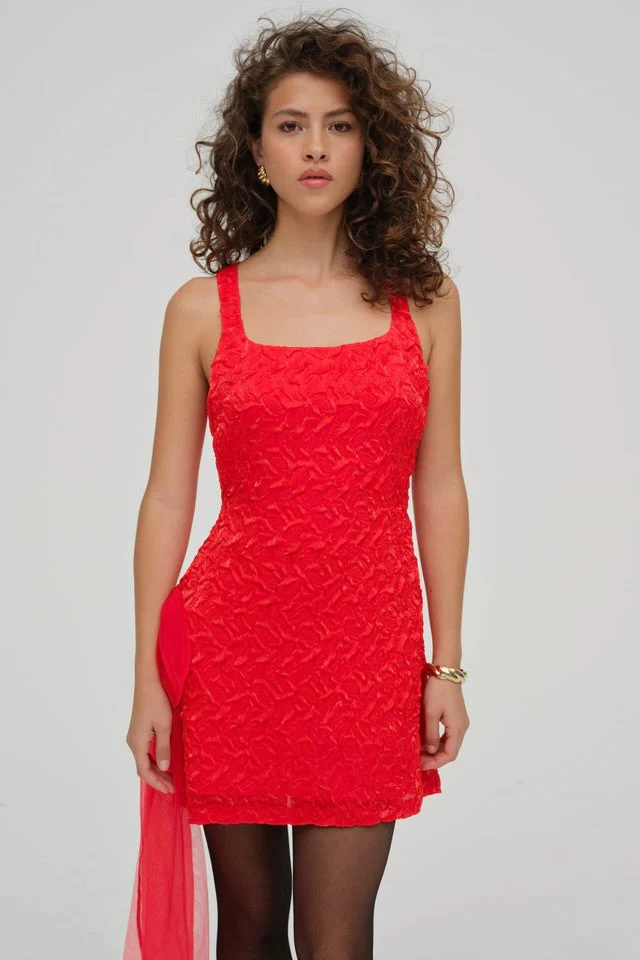 For Love & Lemons Frosted Organza Mini Dress - Red - Image 2