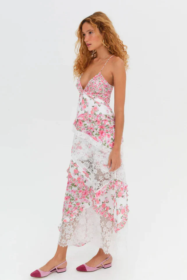 For Love & Lemons Rosalyn Maxi Dress - Pink - Image 3