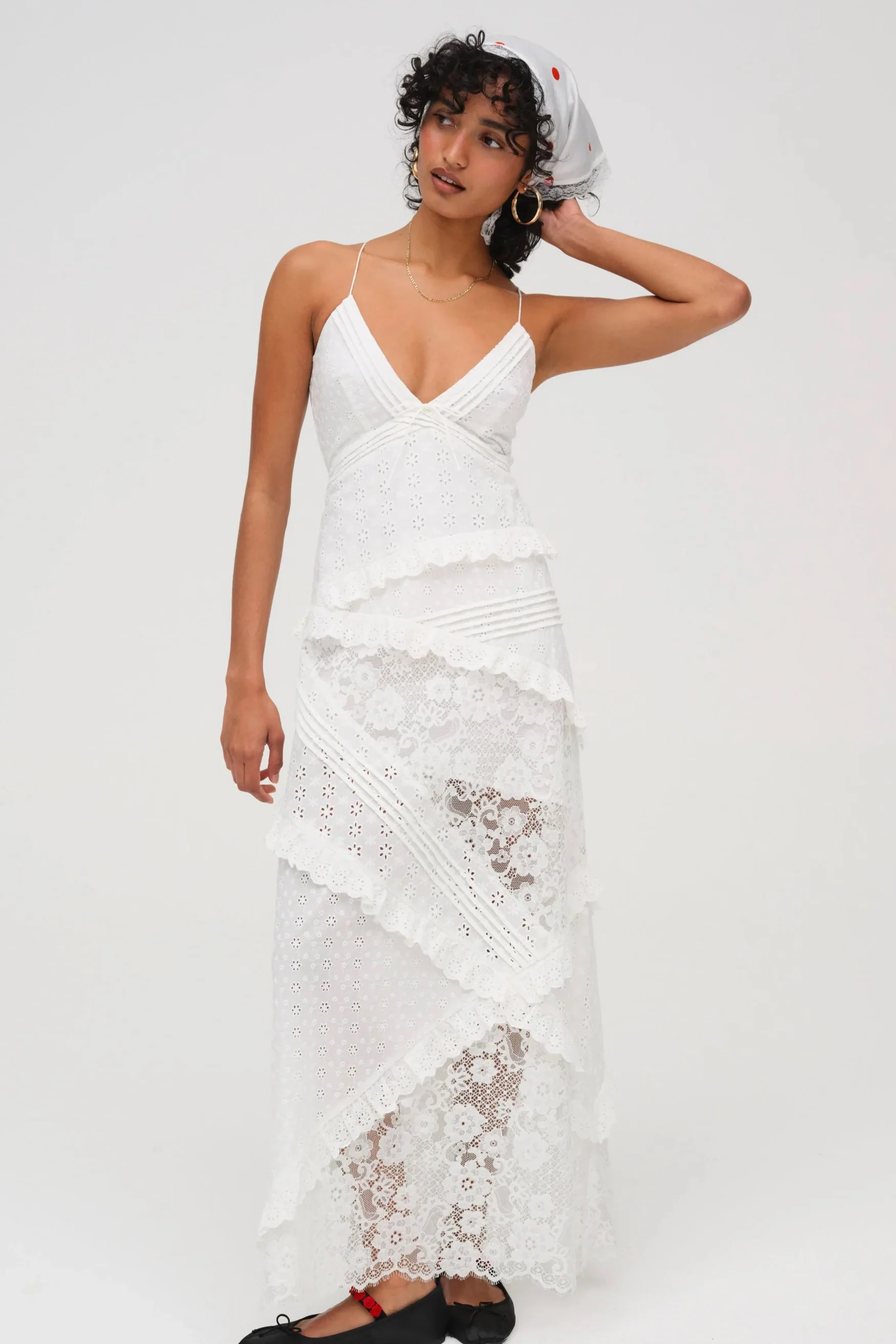 For Love & Lemons Rosalyn Maxi Dress - White
