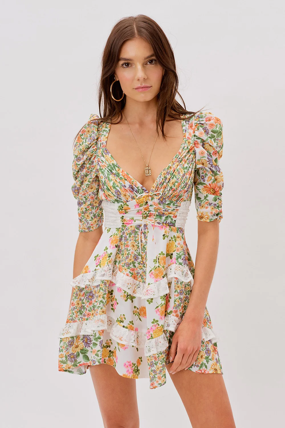 For Love & Lemons Rosalyn Mini Dress - Marigold - Image 2
