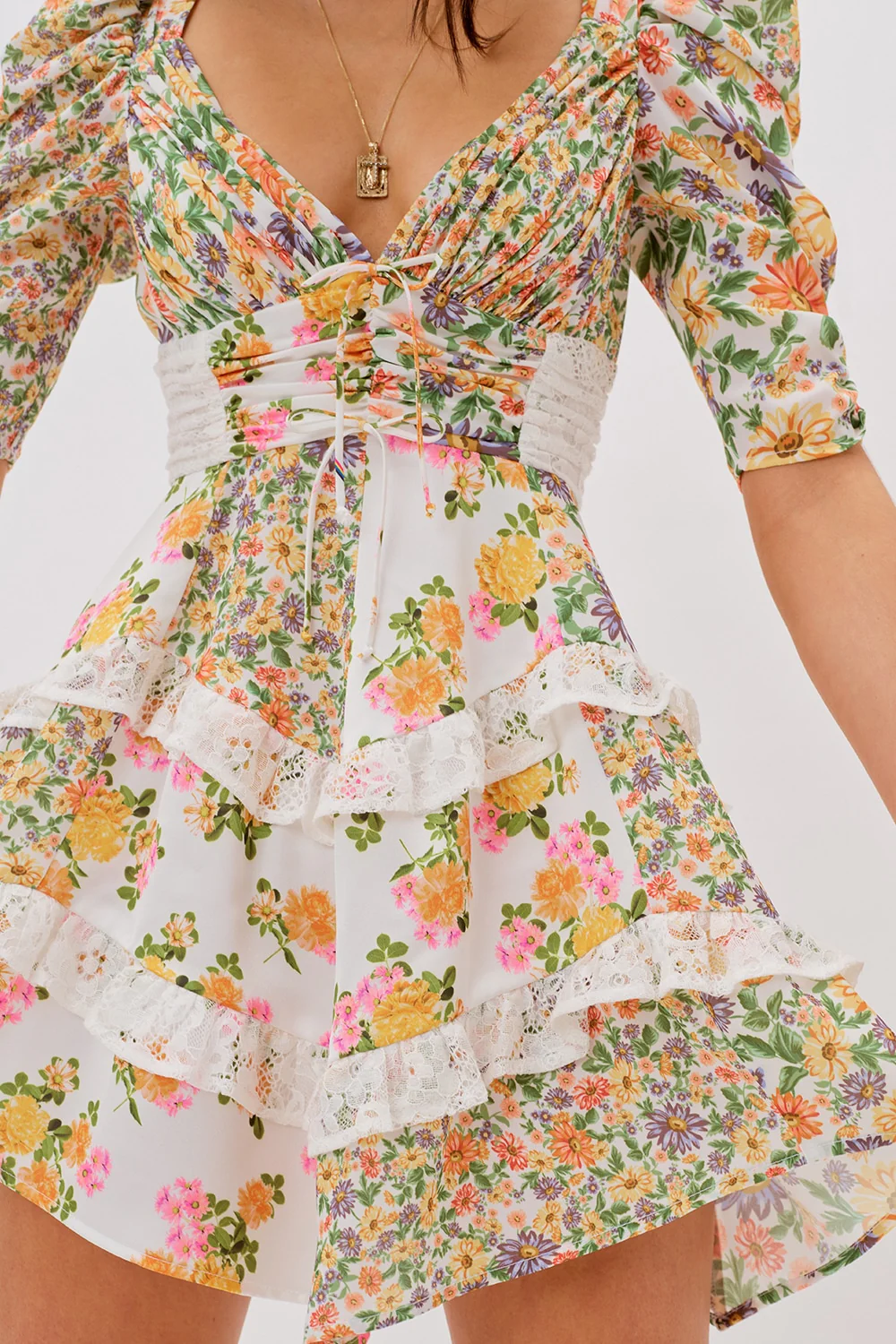 For Love & Lemons Rosalyn Mini Dress - Marigold - Image 4
