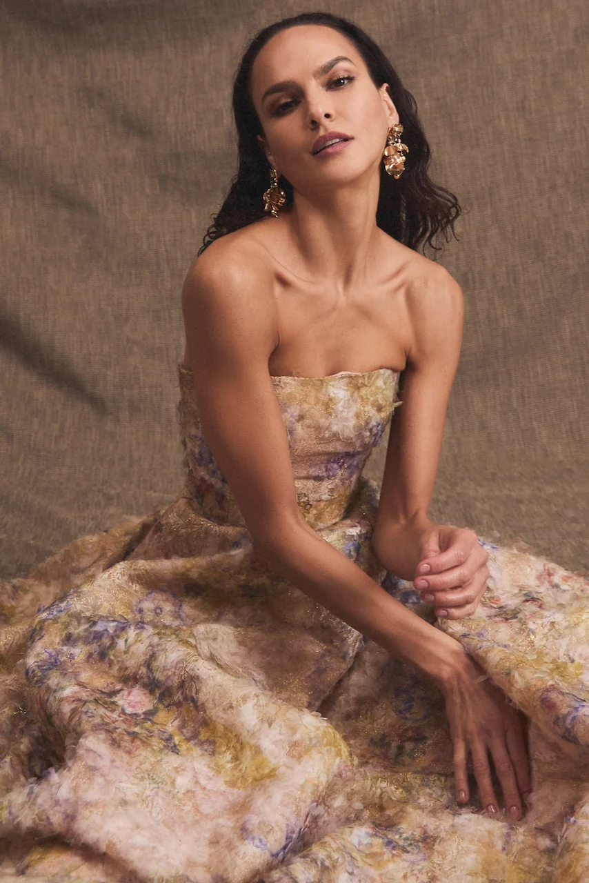 Helsi Celine Dress - Gold Watercolour - Image 4