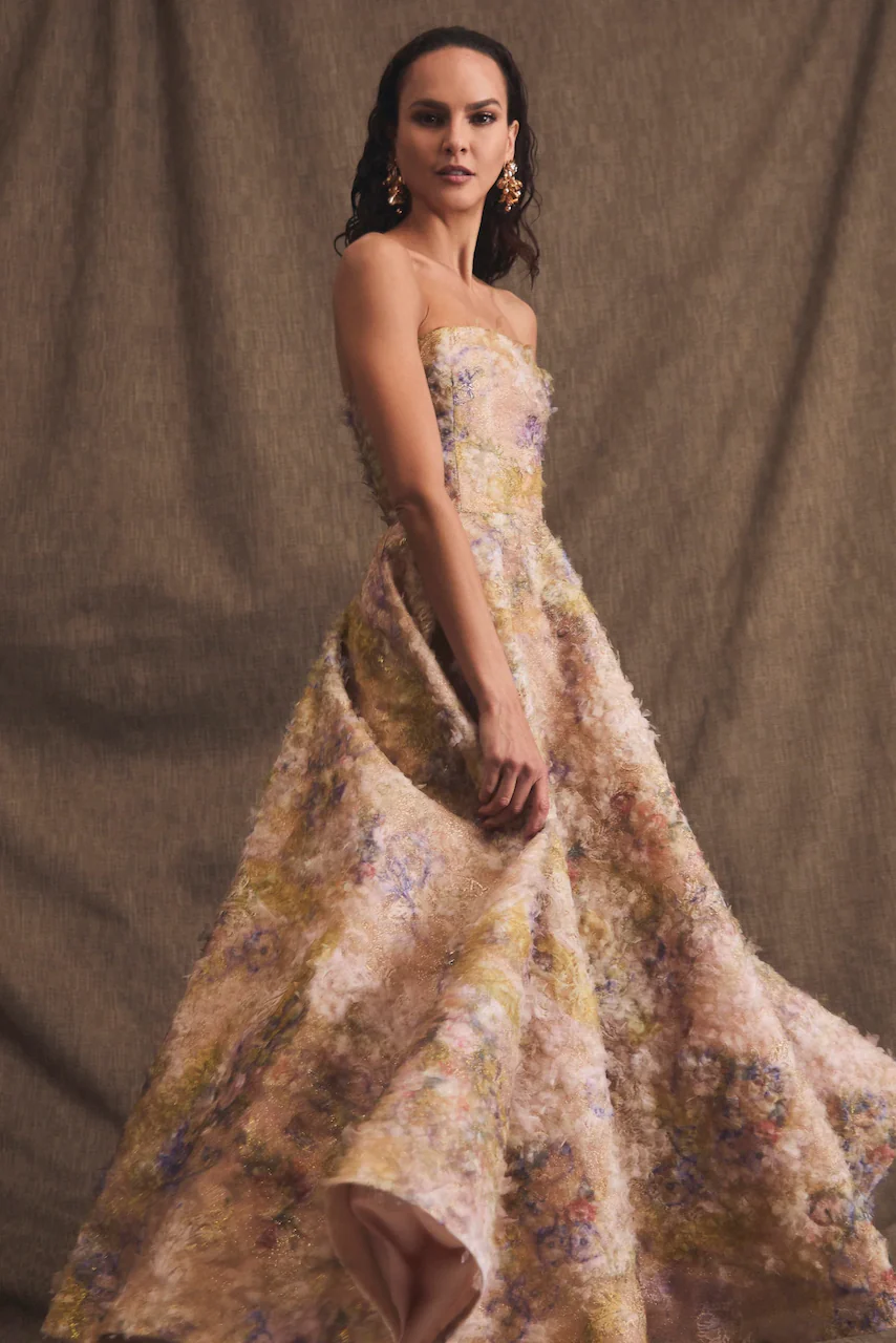 Helsi Celine Dress - Gold Watercolour - Image 6