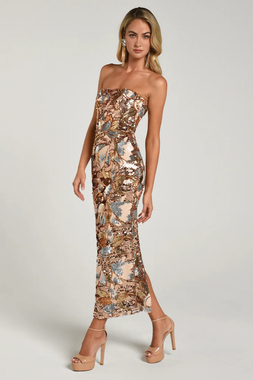 Helsi Leslie Sequin Midi Dress - Gold Platinum - Image 2