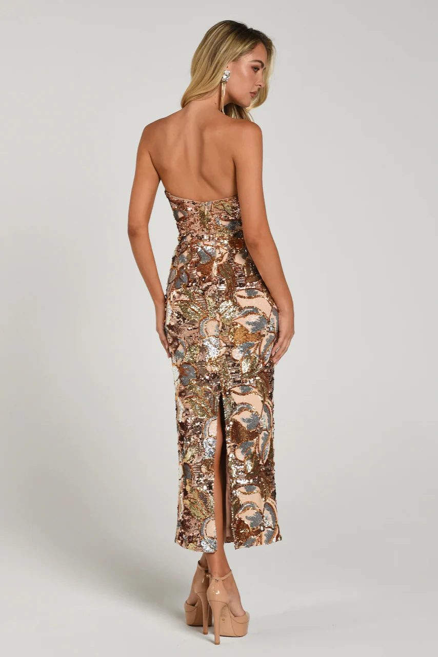 Helsi Leslie Sequin Midi Dress - Gold Platinum - Image 3