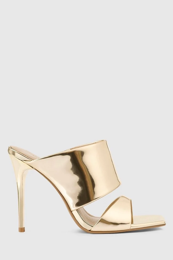 Lana Wilkinson Montana Mule Heels - Gold Patent Leather