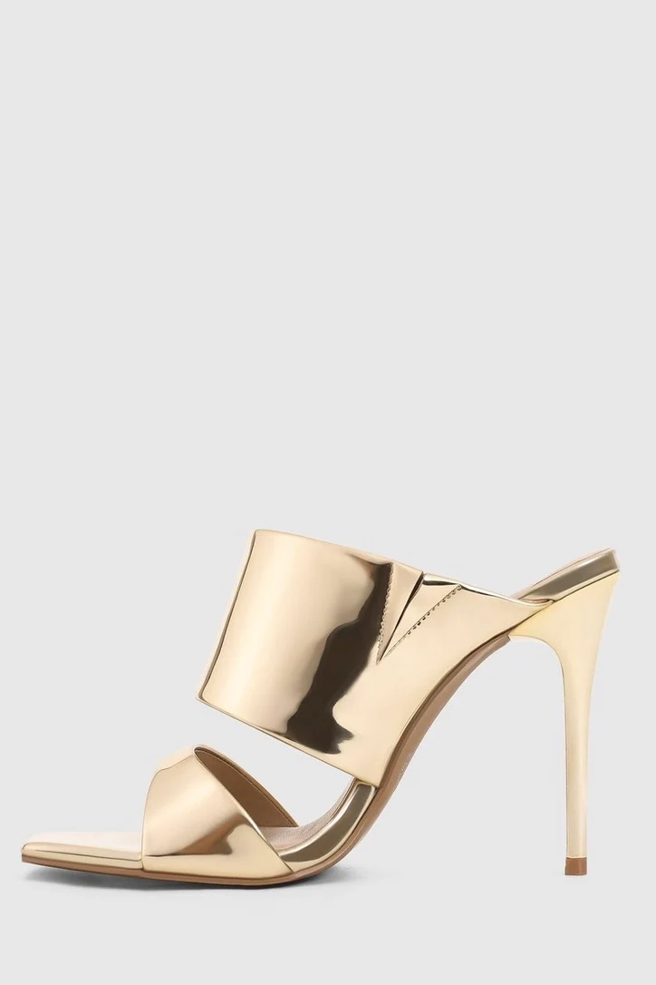 Lana Wilkinson Montana Mule Heels - Gold Patent Leather - Image 2