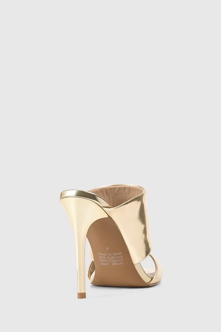 Lana Wilkinson Montana Mule Heels - Gold Patent Leather - Image 5