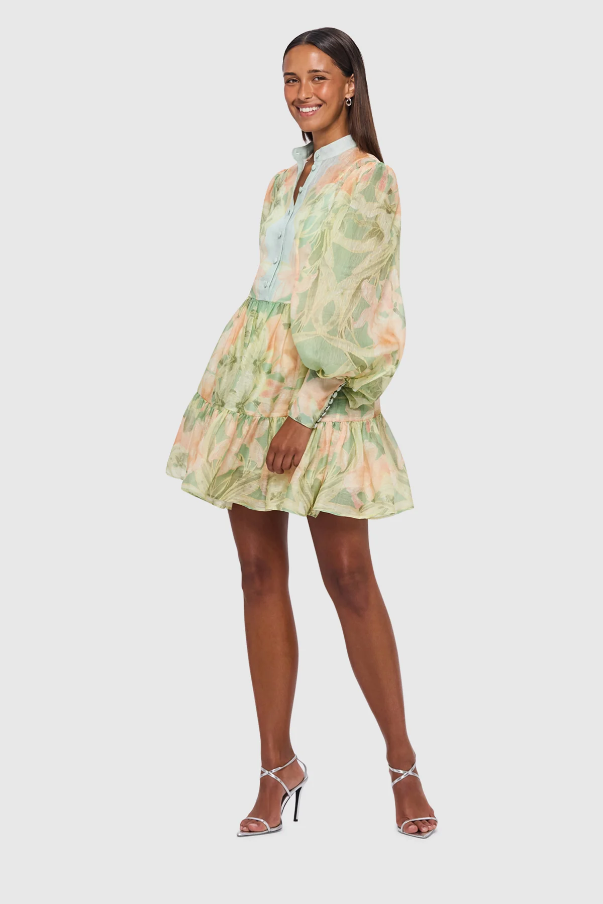 Leo Lin Alexandra Mini Dress - Orient Print in Evergreen - Image 2