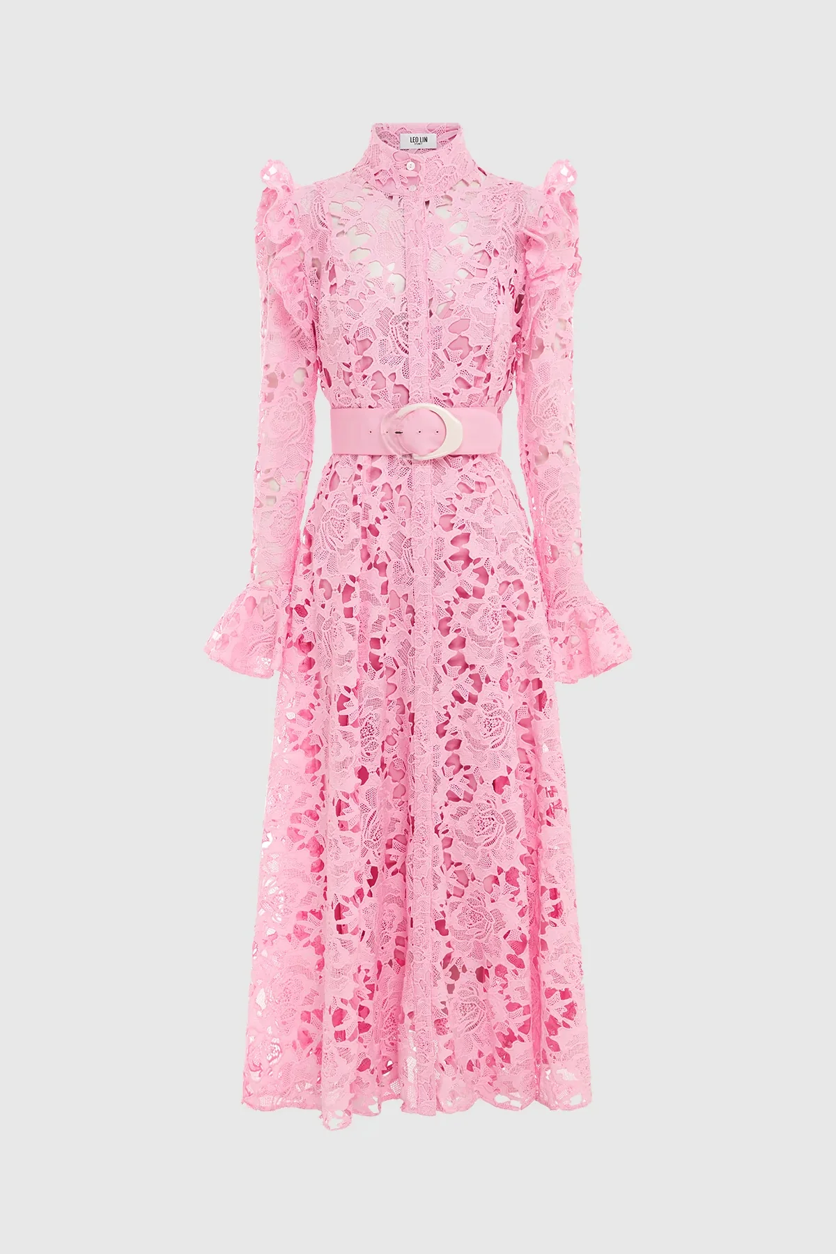 Leo Lin Aliyah Lace Butterfly Sleeve Midi Dress - Candy Pink - Image 4