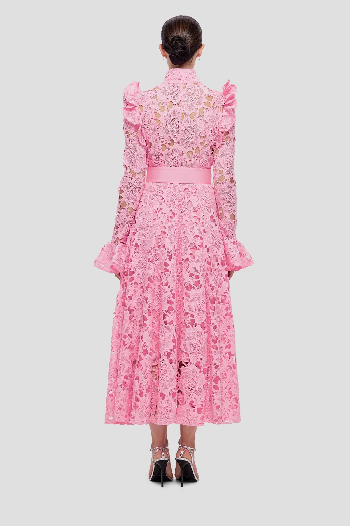 Leo Lin Aliyah Lace Butterfly Sleeve Midi Dress - Candy Pink - Image 5