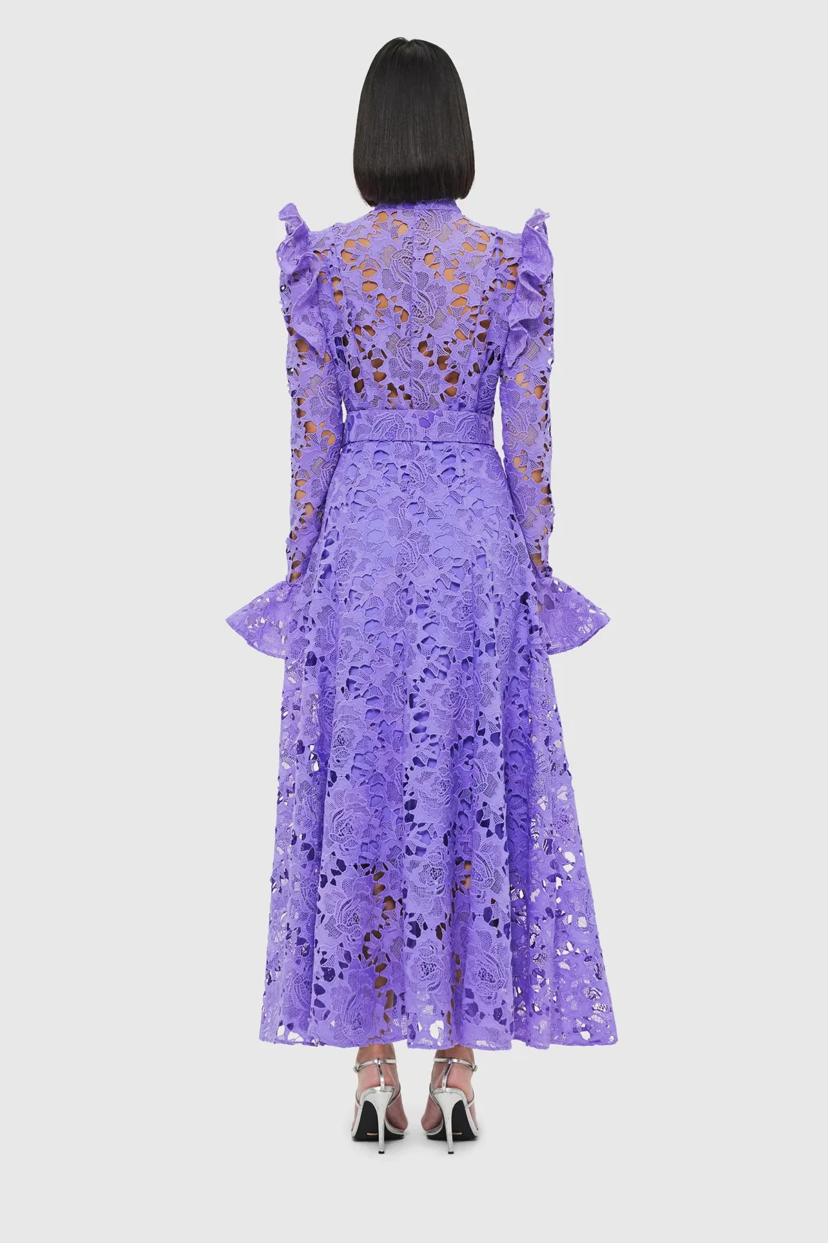 Leo Lin Aliyah Lace Butterfly Sleeve Midi Dress - Lavender - Image 5