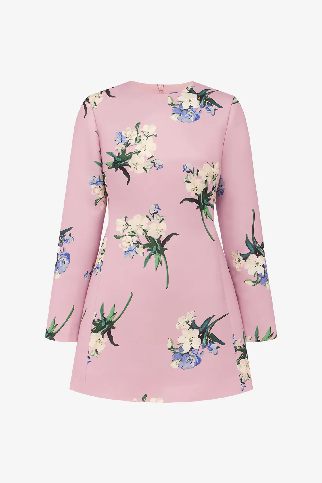 Leo Lin Aliza Long Sleeve Mini Dress - Bouquet Print in Pastel Pink - Image 6