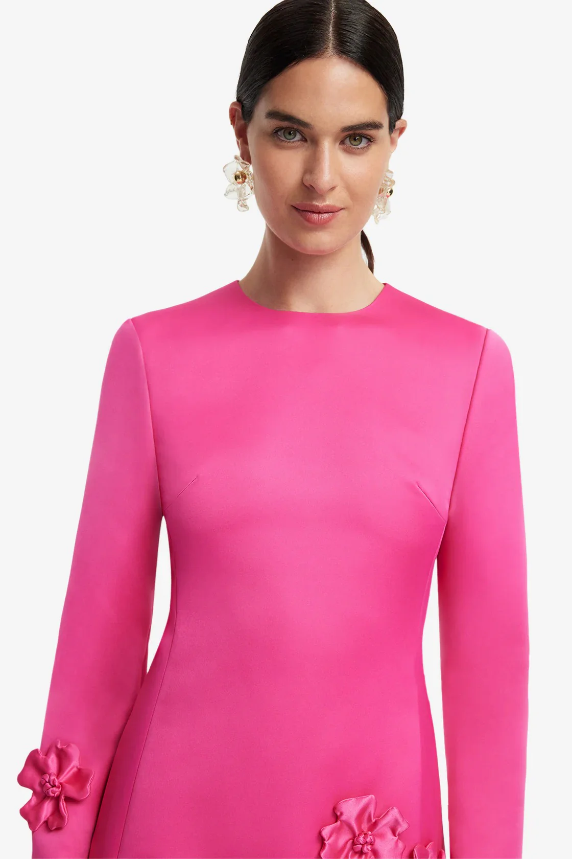 Leo Lin Aliza Long Sleeve Petal Mini Dress - Hot Pink - Image 4