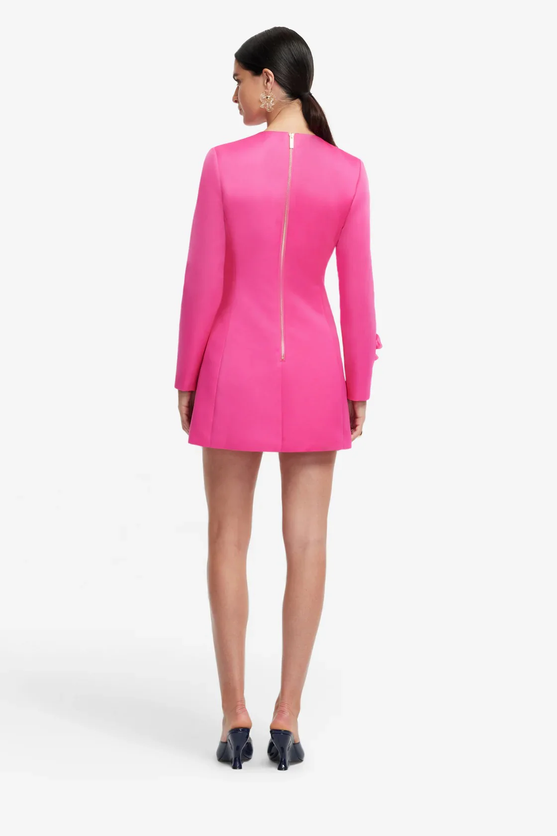 Leo Lin Aliza Long Sleeve Petal Mini Dress - Hot Pink - Image 5