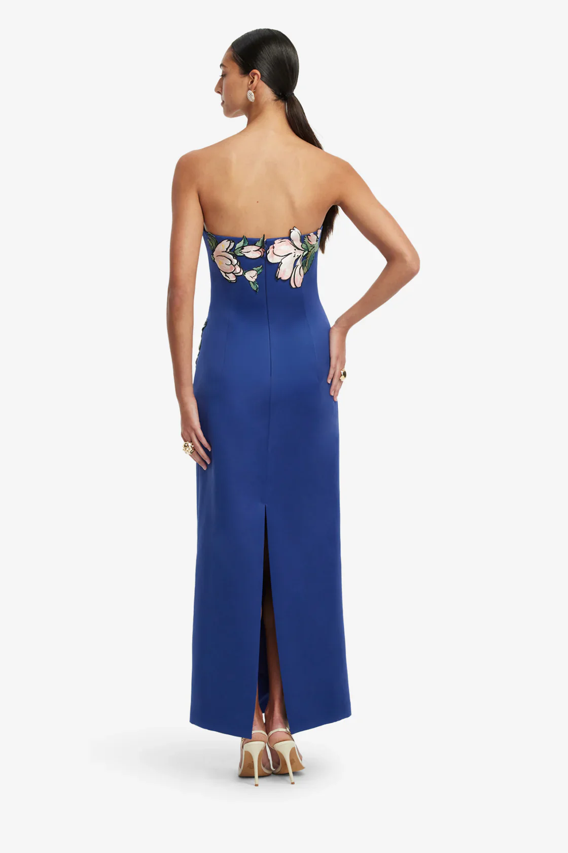 Leo Lin Ava Appliqué Bustier Maxi Dress - Midnight Magnolia Print - Image 5