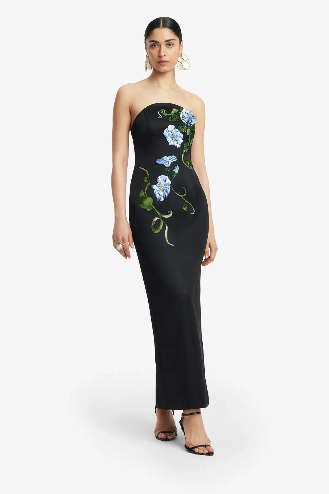 Leo Lin Ava Halterneck Applique Floral Bustier Maxi Dress - Vine Print in Ebony - Image 2