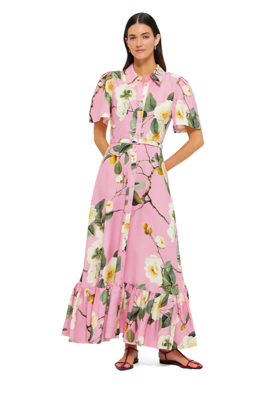 Leo Lin Becca Short Sleeve Midi Dress - Camelia Print - Image 7