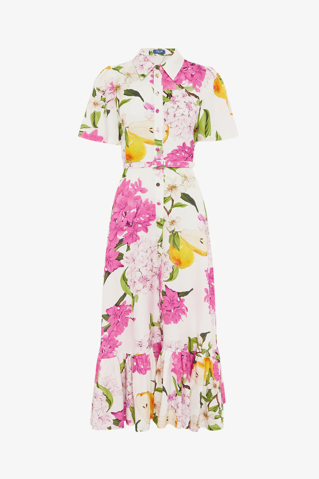 Leo Lin Becca Short Sleeve Midi Dress - Floral Pear Print - Image 4