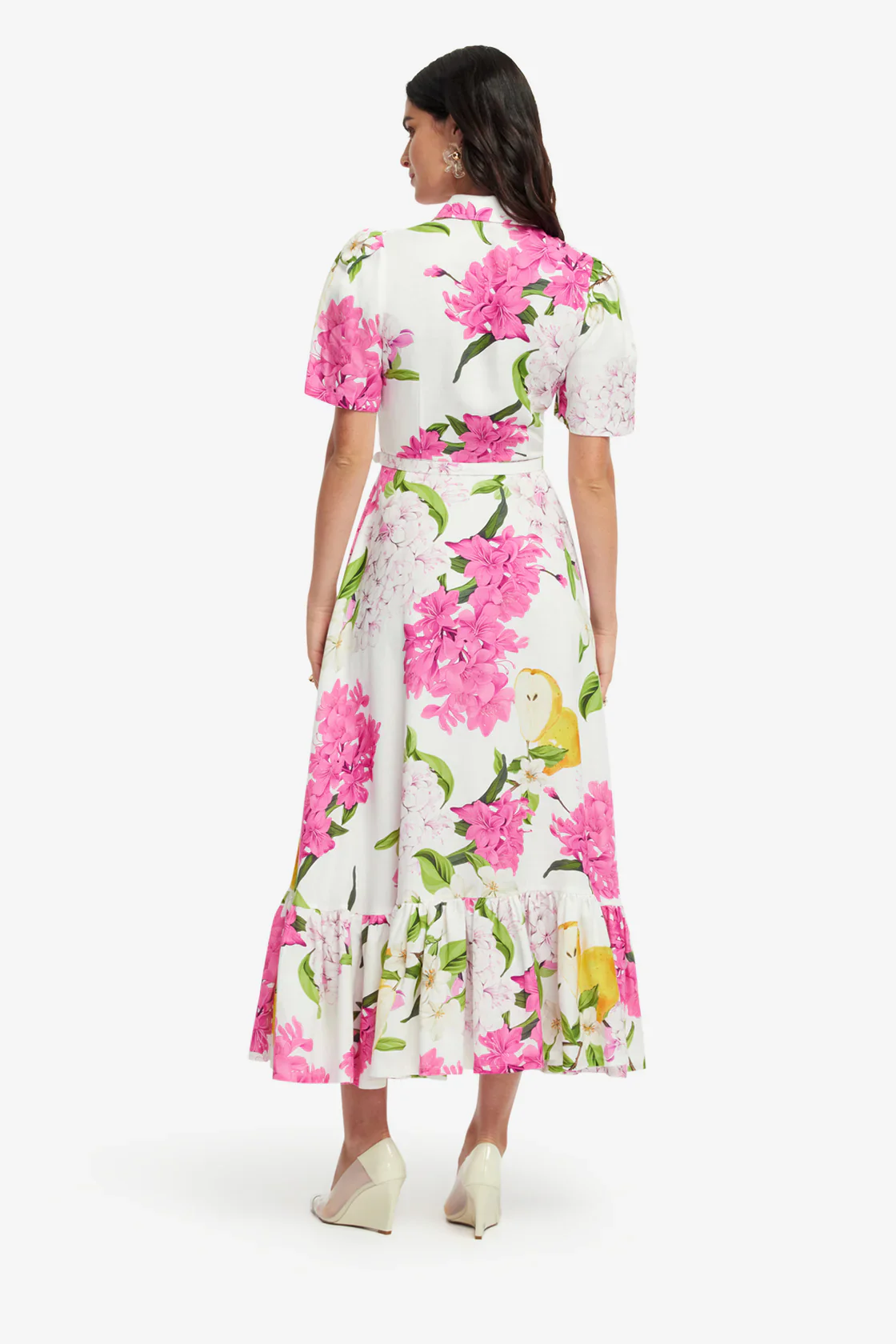 Leo Lin Becca Short Sleeve Midi Dress - Floral Pear Print - Image 5