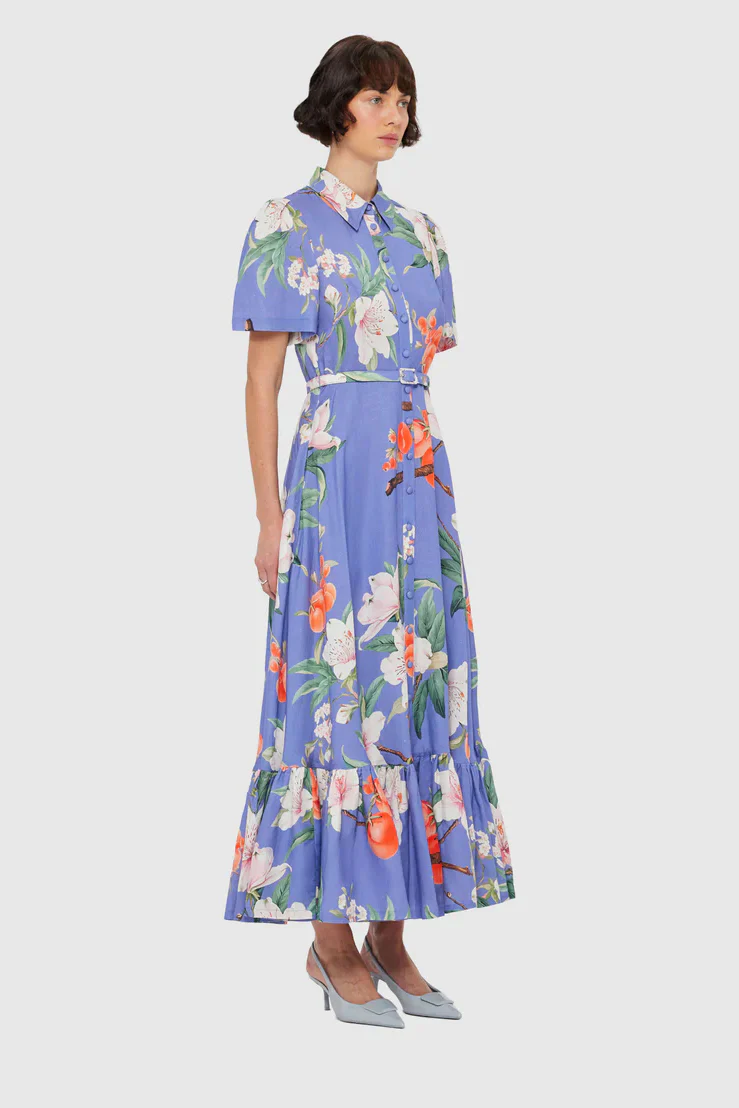 Leo Lin Becca Short Sleeve Midi Dress - Lavish Print in Moonlight - Image 3