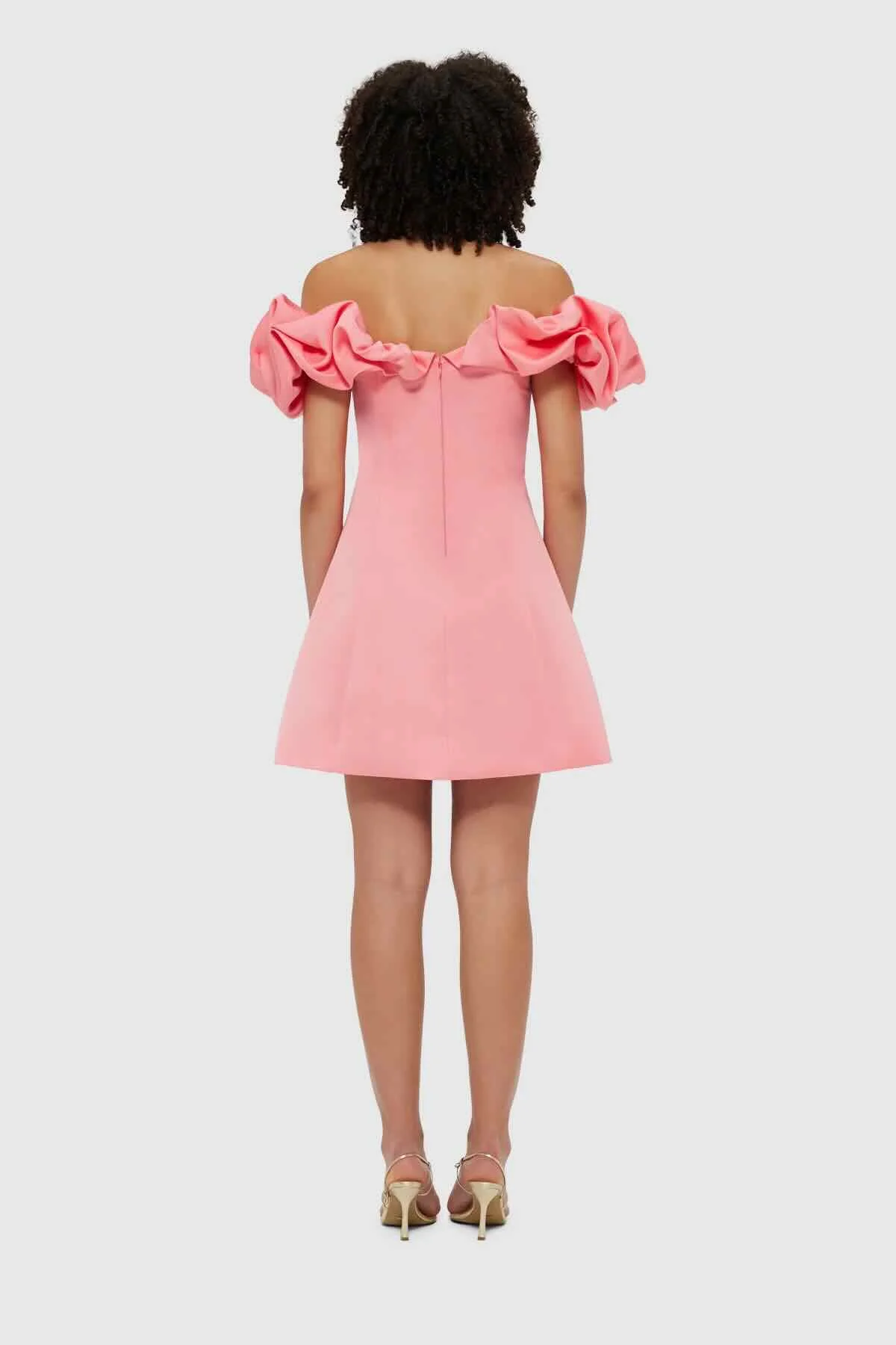 Leo Lin Bella Off Shoulder Frill Mini Dress - Strawberry Pink - Image 6