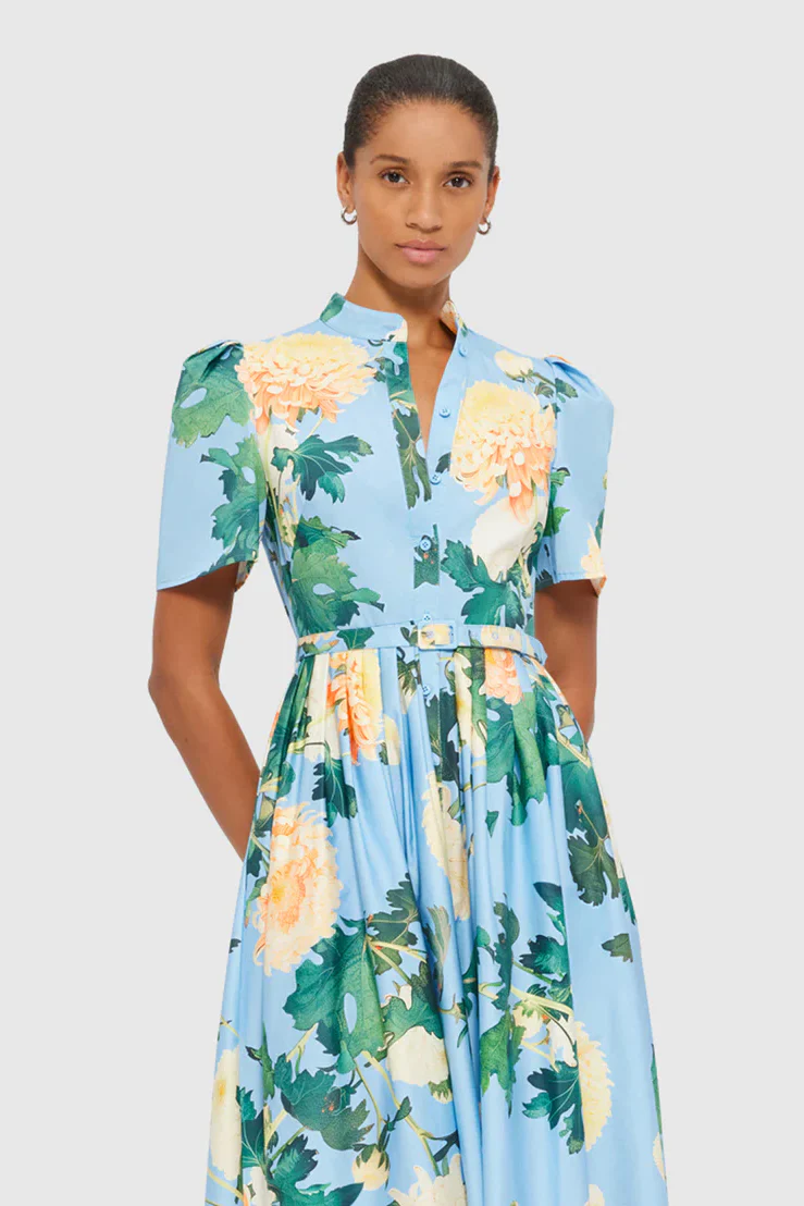 Leo Lin Bianca Short Sleeve Midi Dress - Hydrangea in Cornflower Blue - Image 2