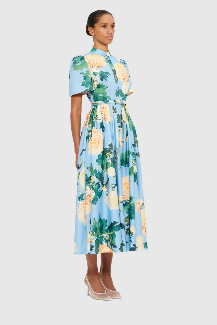 Leo Lin Bianca Short Sleeve Midi Dress - Hydrangea in Cornflower Blue - Image 3