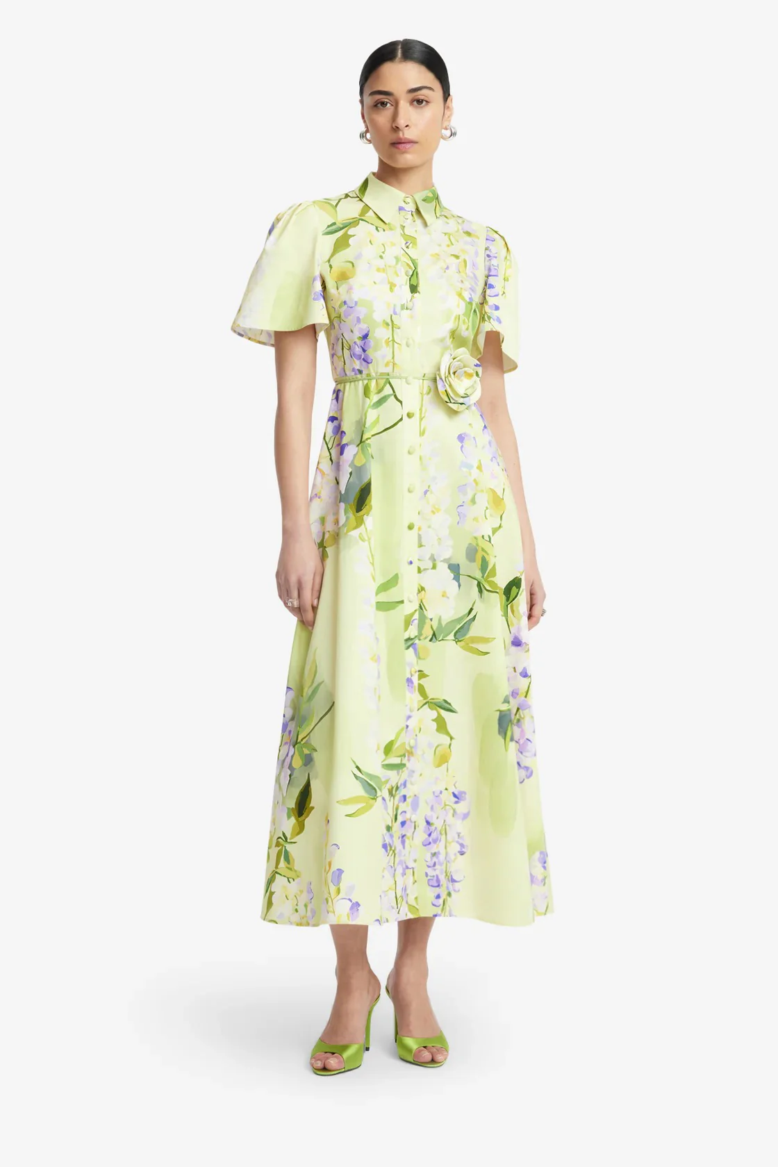 Leo Lin Bianca Short Sleeve Midi Dress - Wisteria Print - Image 2