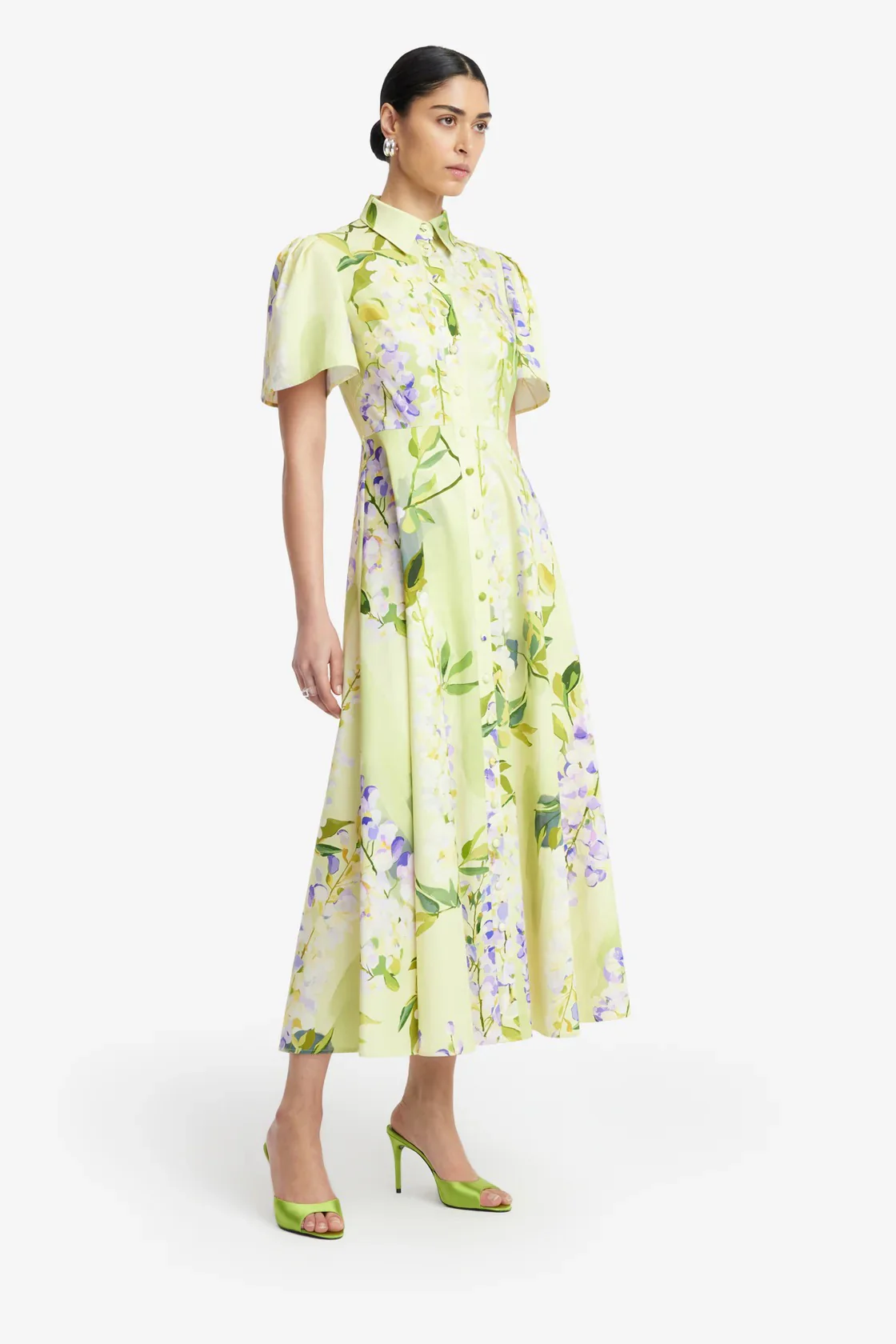 Leo Lin Bianca Short Sleeve Midi Dress - Wisteria Print - Image 3