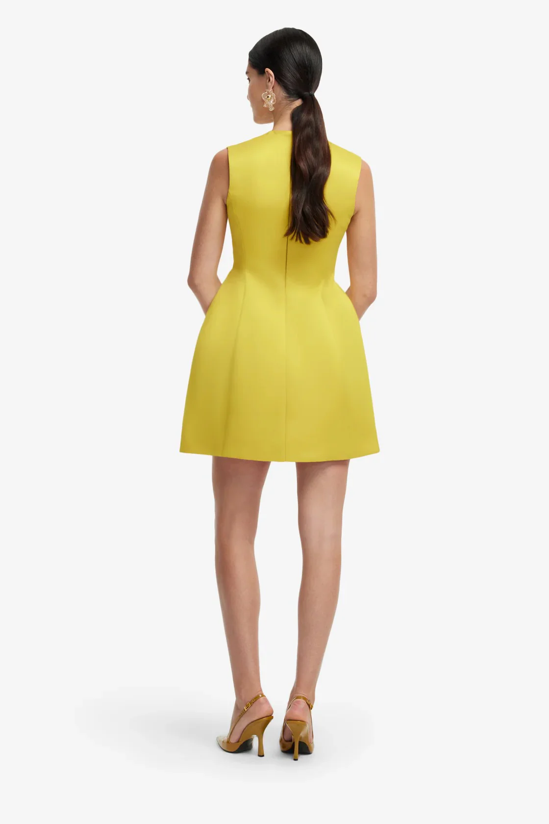 Leo Lin Bree V Neck Embroidery Mini Dress - Mustard - Image 3