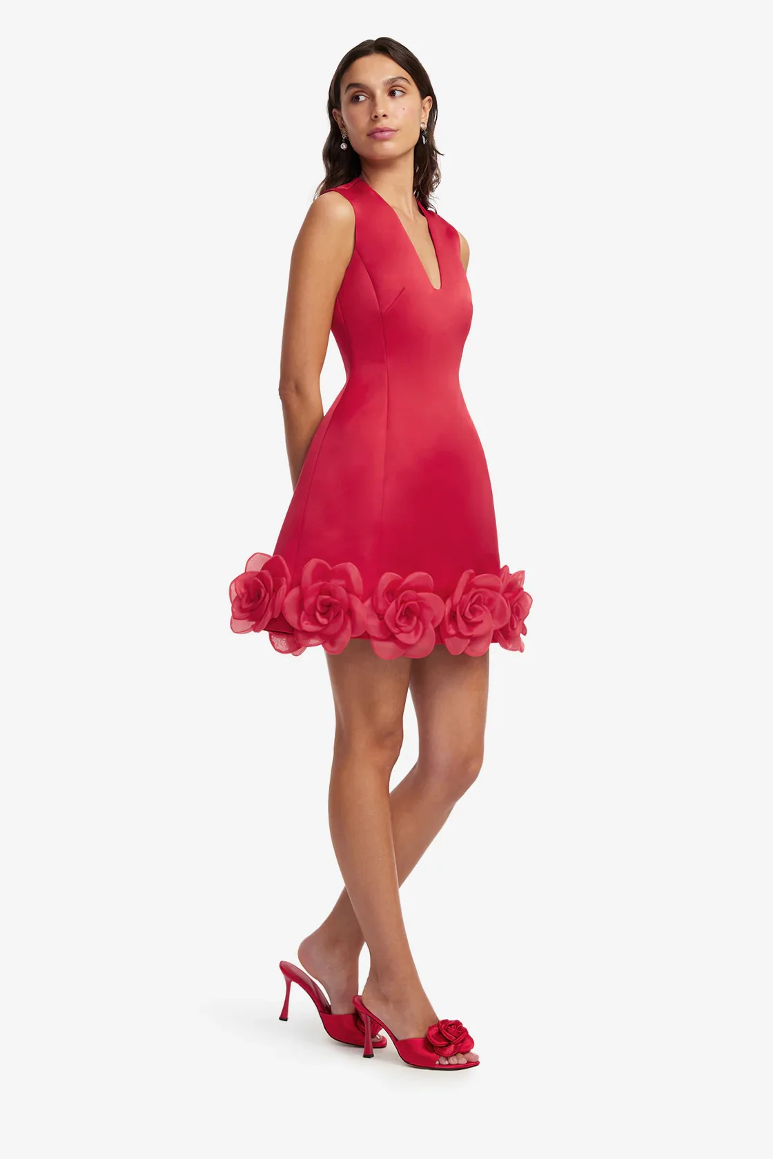 Leo Lin Bree V Neck Mini Dress - Scarlet - Image 3